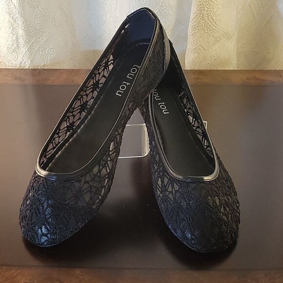 BRAND NEW  TOUTOU ELENA BLACK BALLET FLATS LACE  WOMEN"S SHOES - Picture 12 of 16